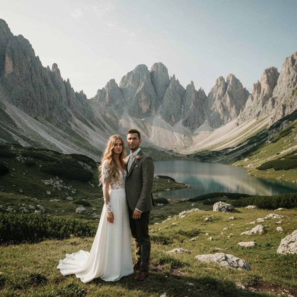 Brautpaar in den Tiroler Alpen